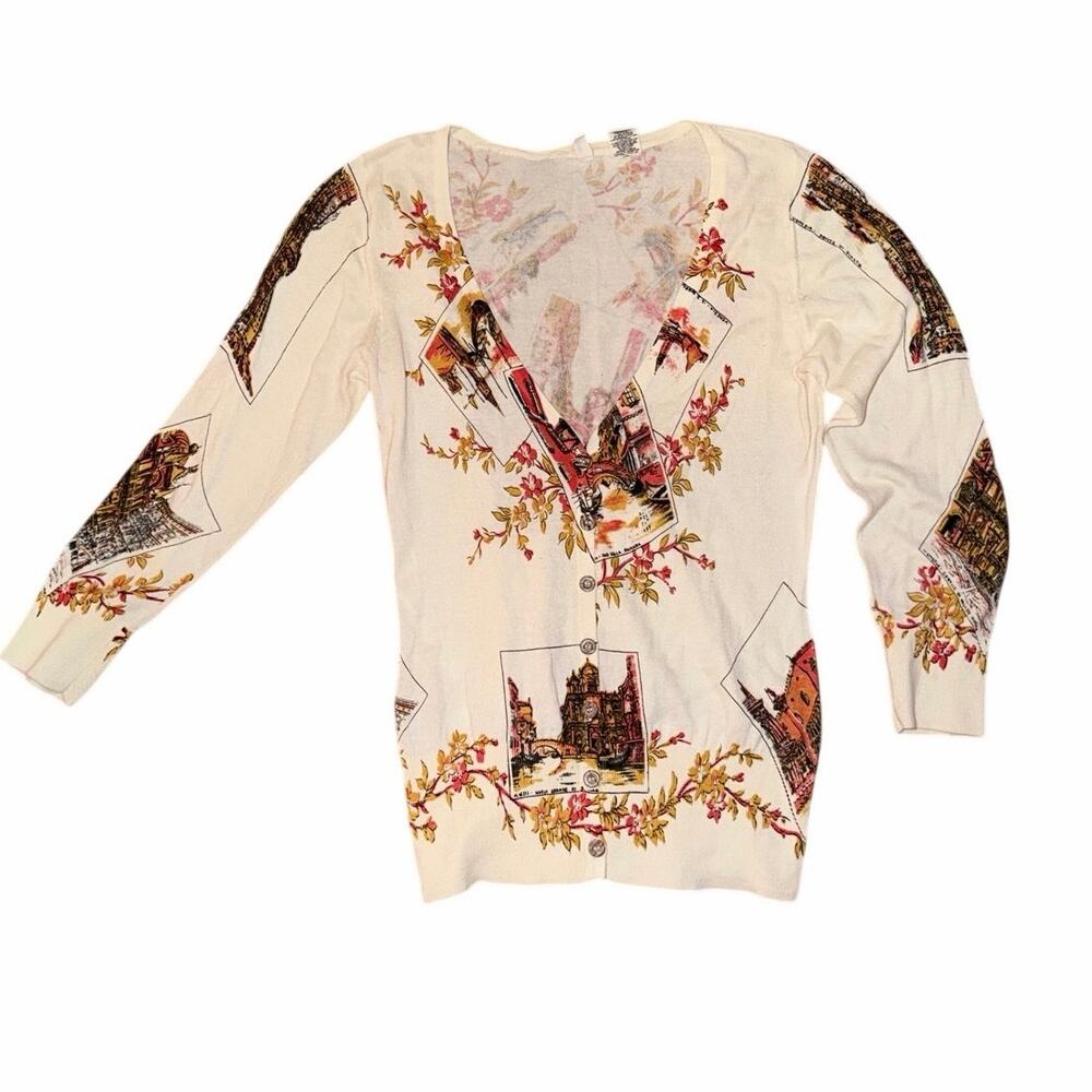 Moth Anthropologie button front cream cardigan sweater 100% cotton small autumn